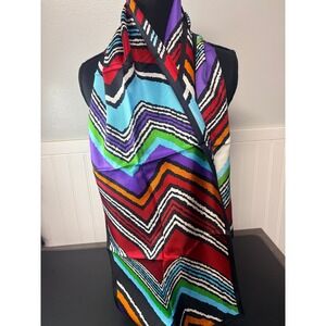 Talbots Silk Scarf Multicolor Chevron Zigzag Pattern Long Rectangle NWT 58x12